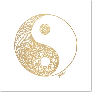 Gold Yin Yang Mandala Posters and Art